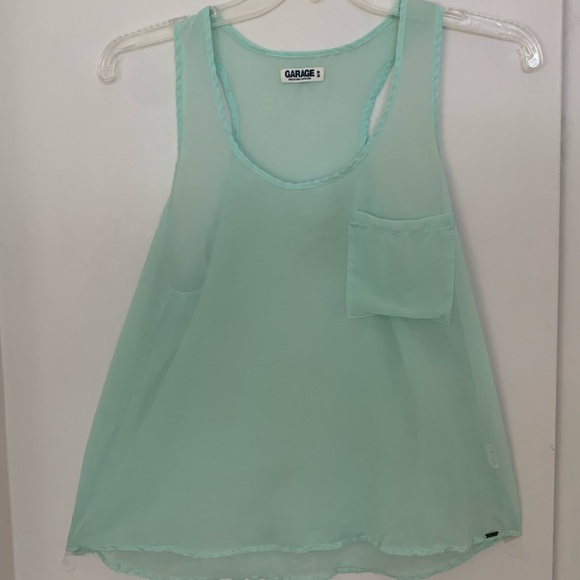 Garage Mint Green Chiffon Racerback Tank Top - Picture 3 of 7